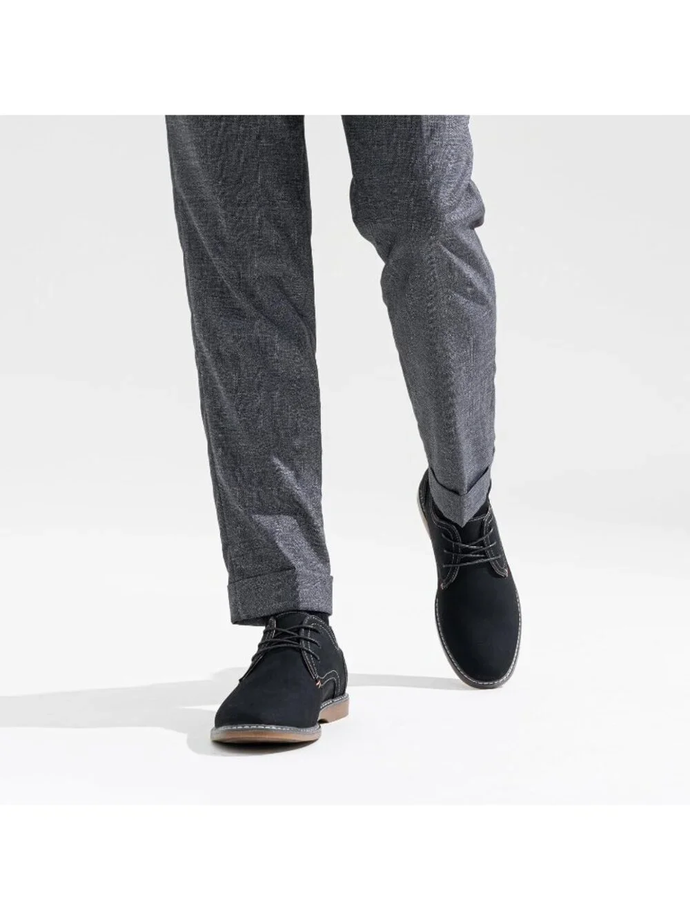 Men's Suede Black Faux Leather Casual Dress Shoes Retro Business Classic